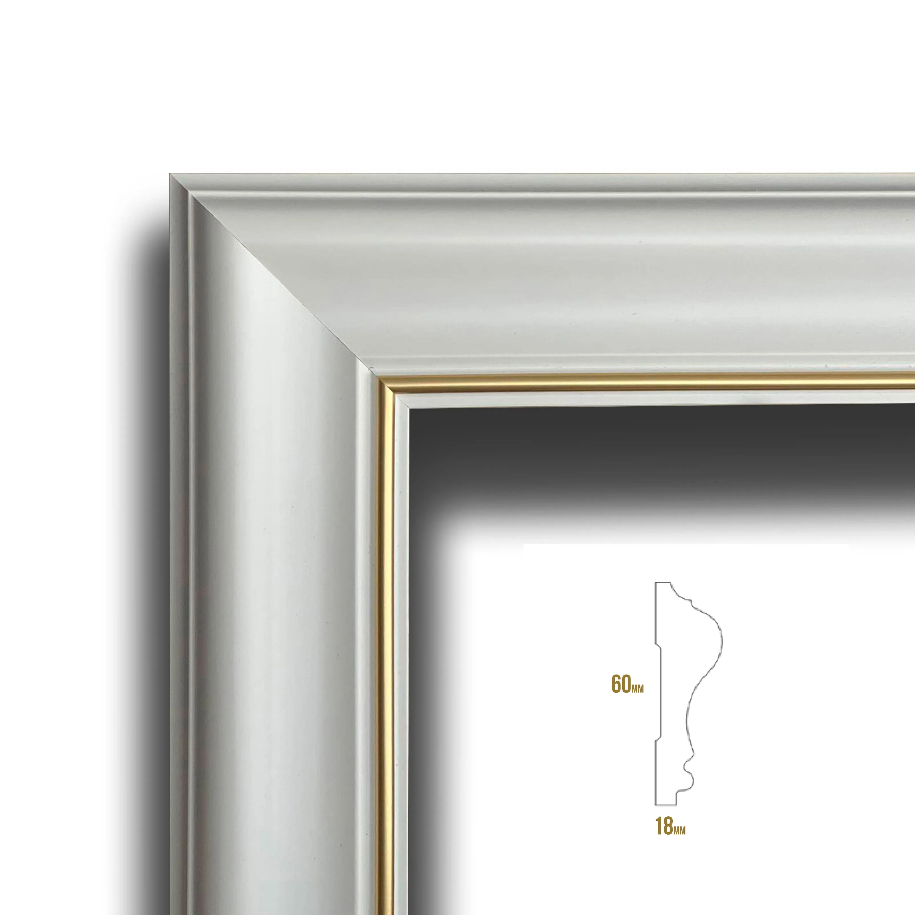 4 barre intere PRETAGLIATE AD ANGOLO per Bugna Boiserie in polimeri linea GOLD (filo oro) bianco Avorio 9010 varie dimensioni