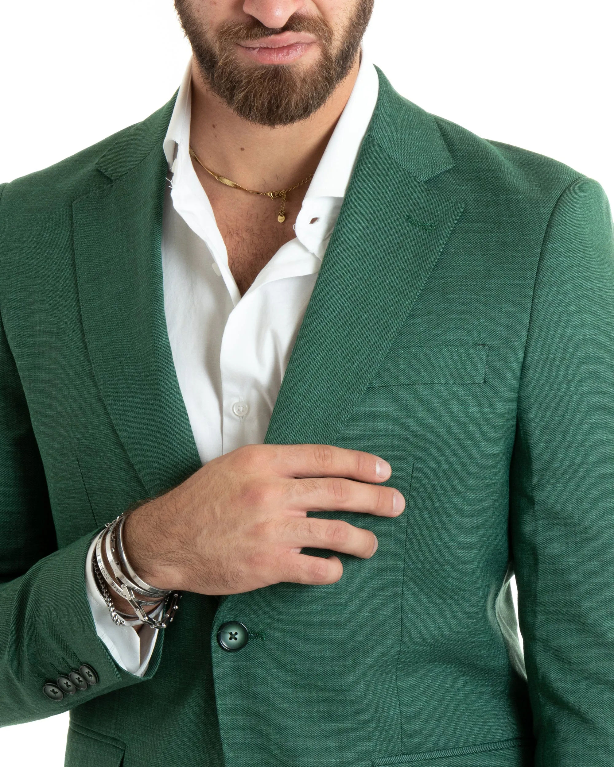 Abito Uomo Monopetto Vestito Completo Giacca Pantaloni Verde Elegante Casual GIOSAL-OU2427A