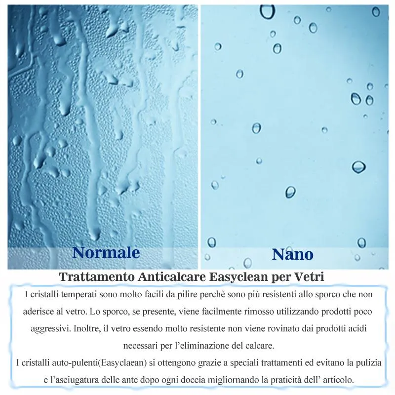 Aica 185 cm Box Doccia per Nicchia Porta Battente Vetro Temperato 5 mm Trasparente Profilo in Alluminio Processo di Elettroforesi