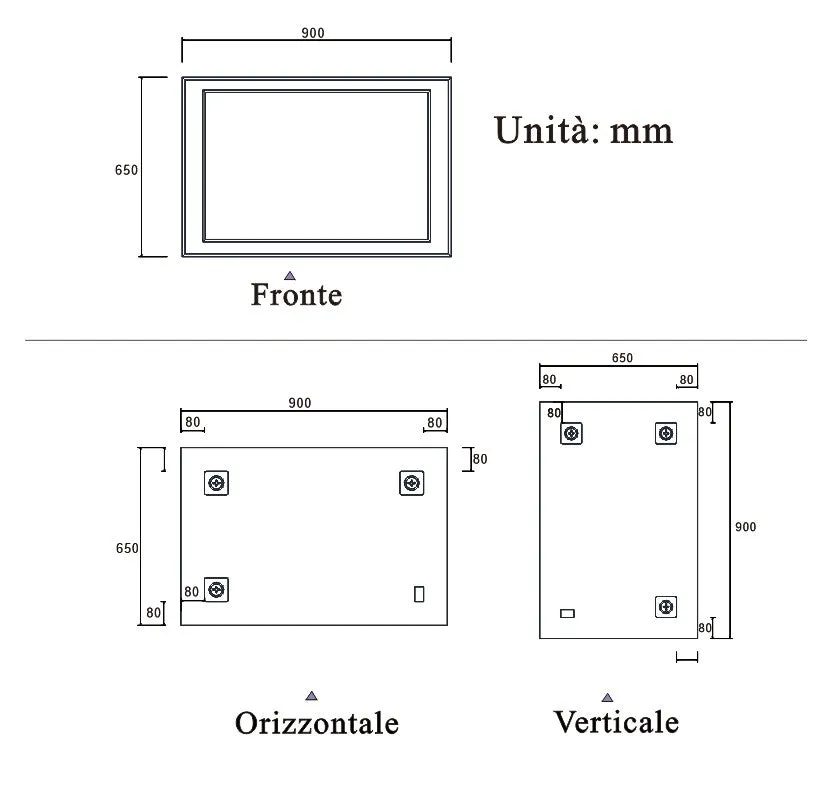 Aica Specchio da Toeletta Specchio da Bagno per Bagno, Camera da Letto, Soggiorno Specchio Singolo in Vetro Senza Rame con Pannello Posteriore