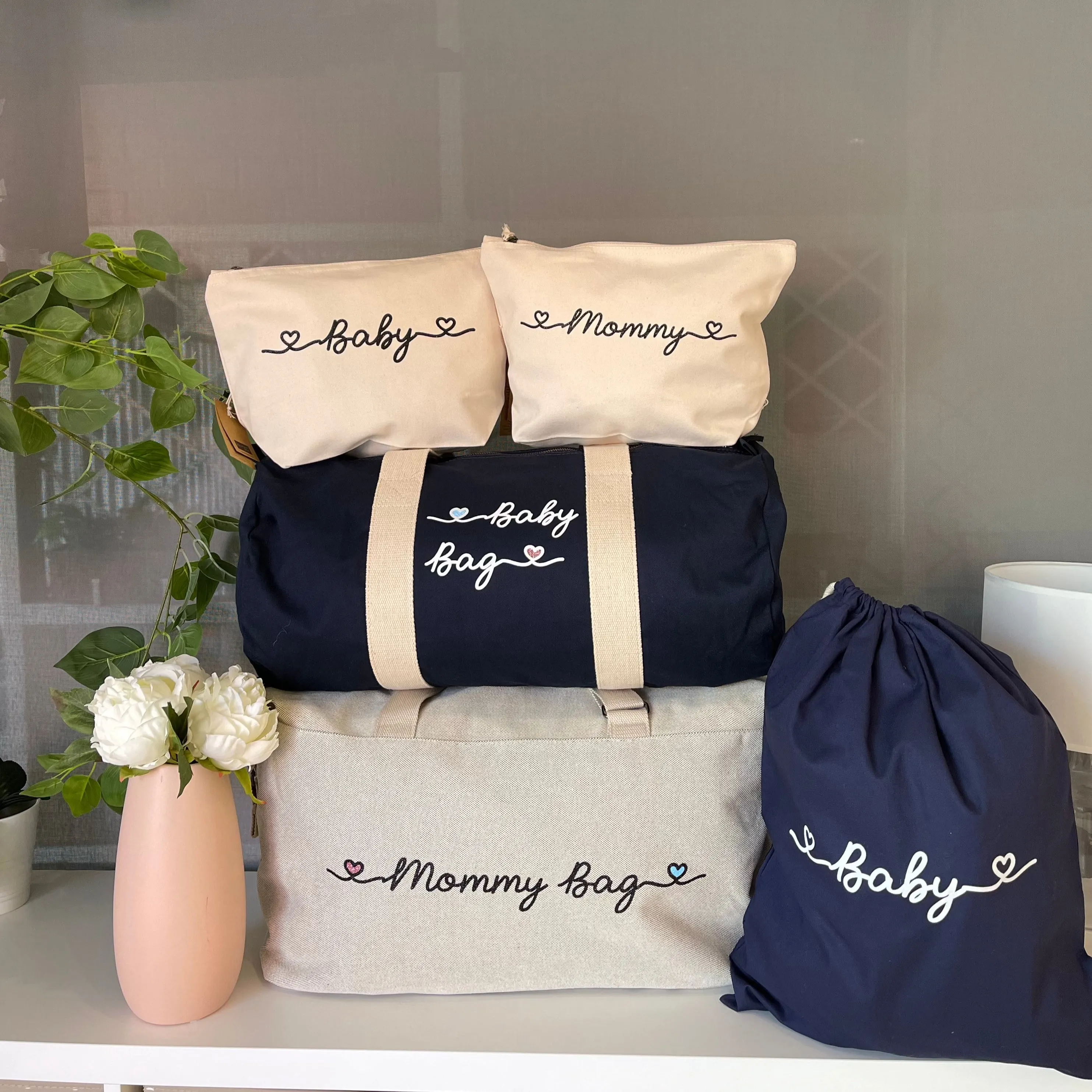 Borsone Mamma, 1 borsone Baby Blu e 2 Pochette