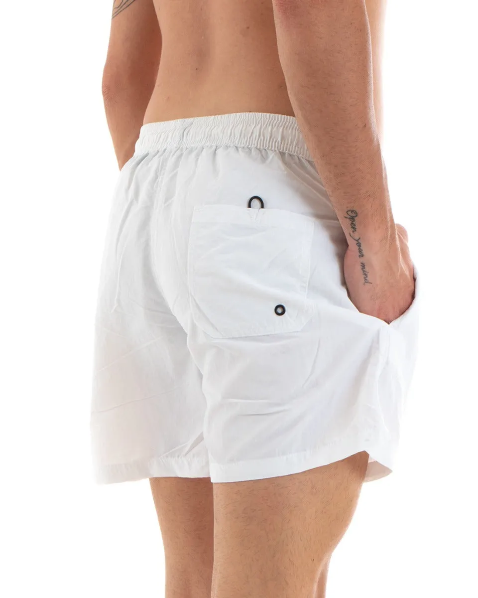 Costume Da Bagno Uomo Boxer Tinta Unita Elastico Bianco GIOSAL-SU1208A