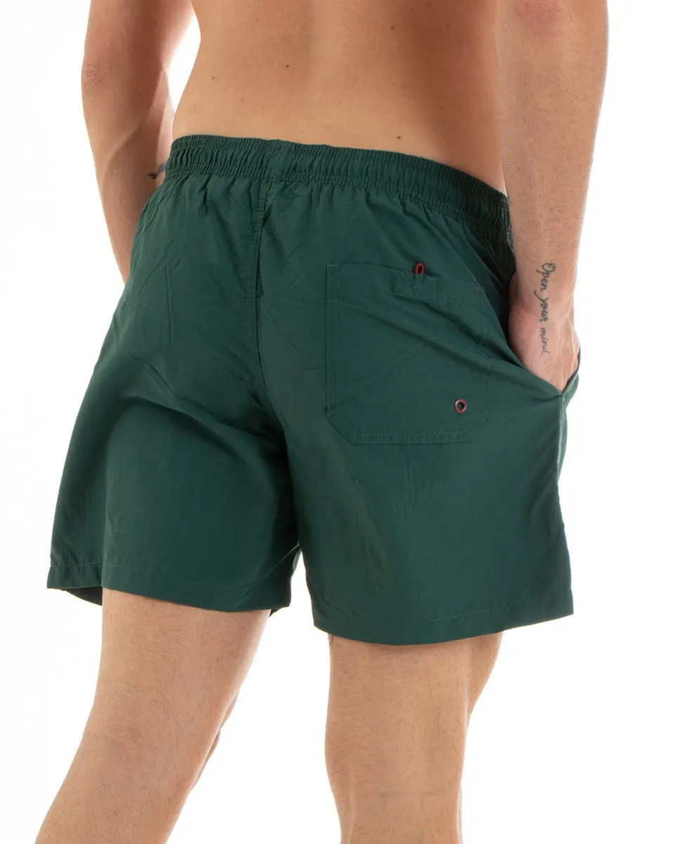 Costume Da Bagno Uomo Boxer Tinta Unita Elastico Verde GIOSAL-SU1210A