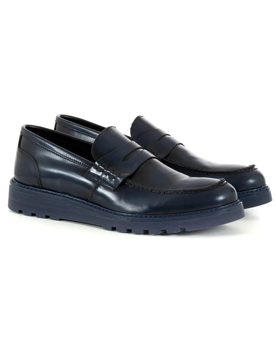 Mocassini College Uomo Scarpe Alte Ecopelle Blu Lucidi Eleganti Casual Sportivi GIOSAL-S1216A