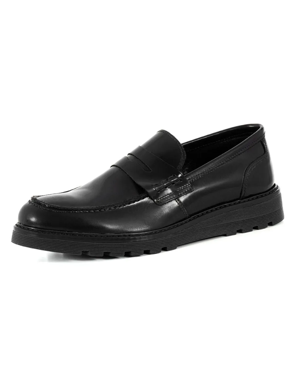 Mocassini College Uomo Scarpe Alte Ecopelle Nero Lucidi Eleganti Casual Sportivi GIOSAL-S1217A