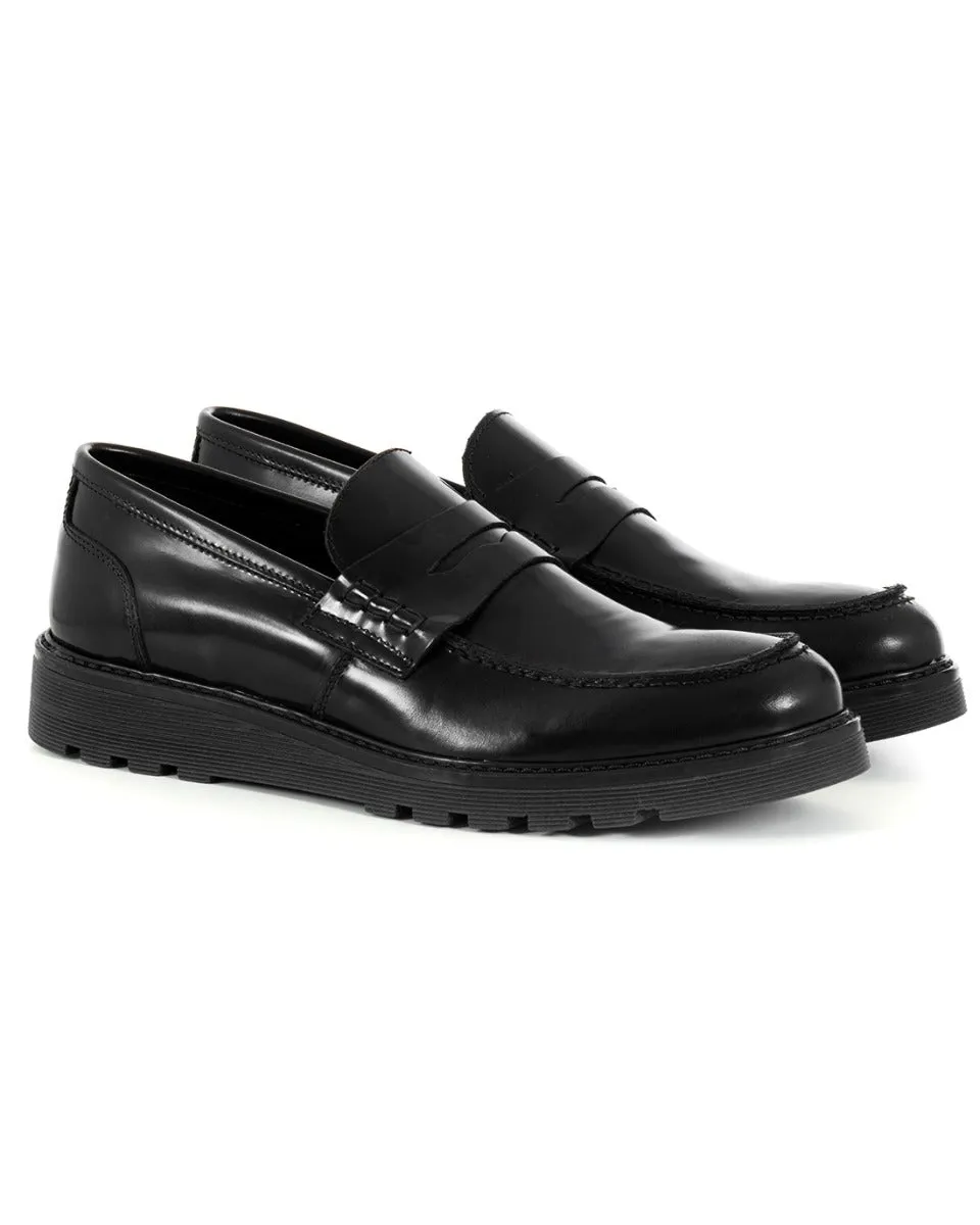 Mocassini College Uomo Scarpe Alte Ecopelle Nero Lucidi Eleganti Casual Sportivi GIOSAL-S1217A