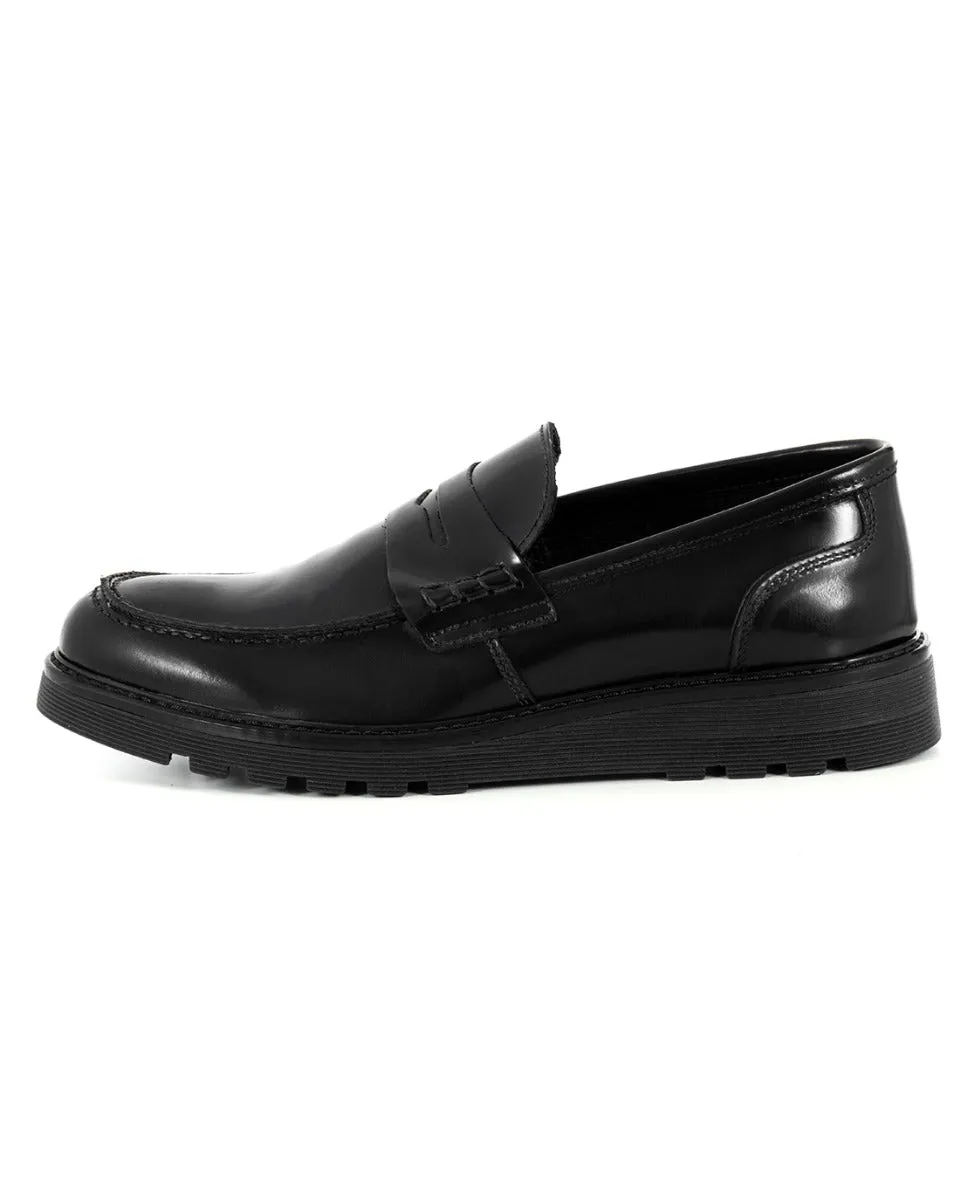 Mocassini College Uomo Scarpe Alte Ecopelle Nero Lucidi Eleganti Casual Sportivi GIOSAL-S1217A