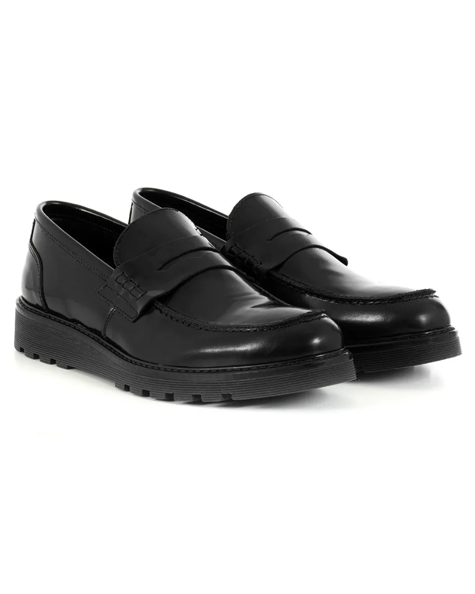 Mocassini College Uomo Scarpe Alte Ecopelle Nero Lucidi Eleganti Casual Sportivi GIOSAL-S1217A