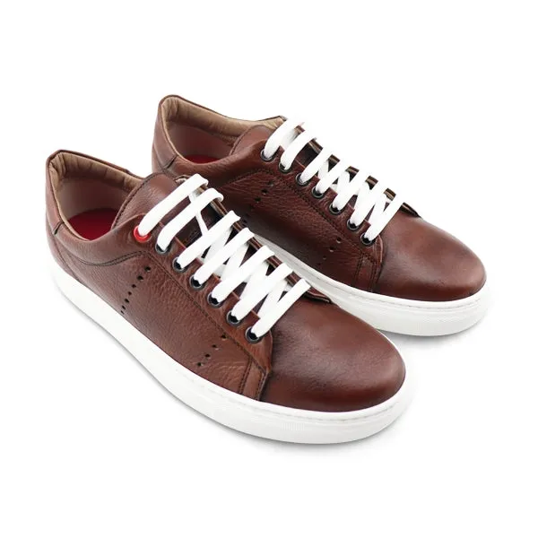 Sneakers in pelle martellata marrone