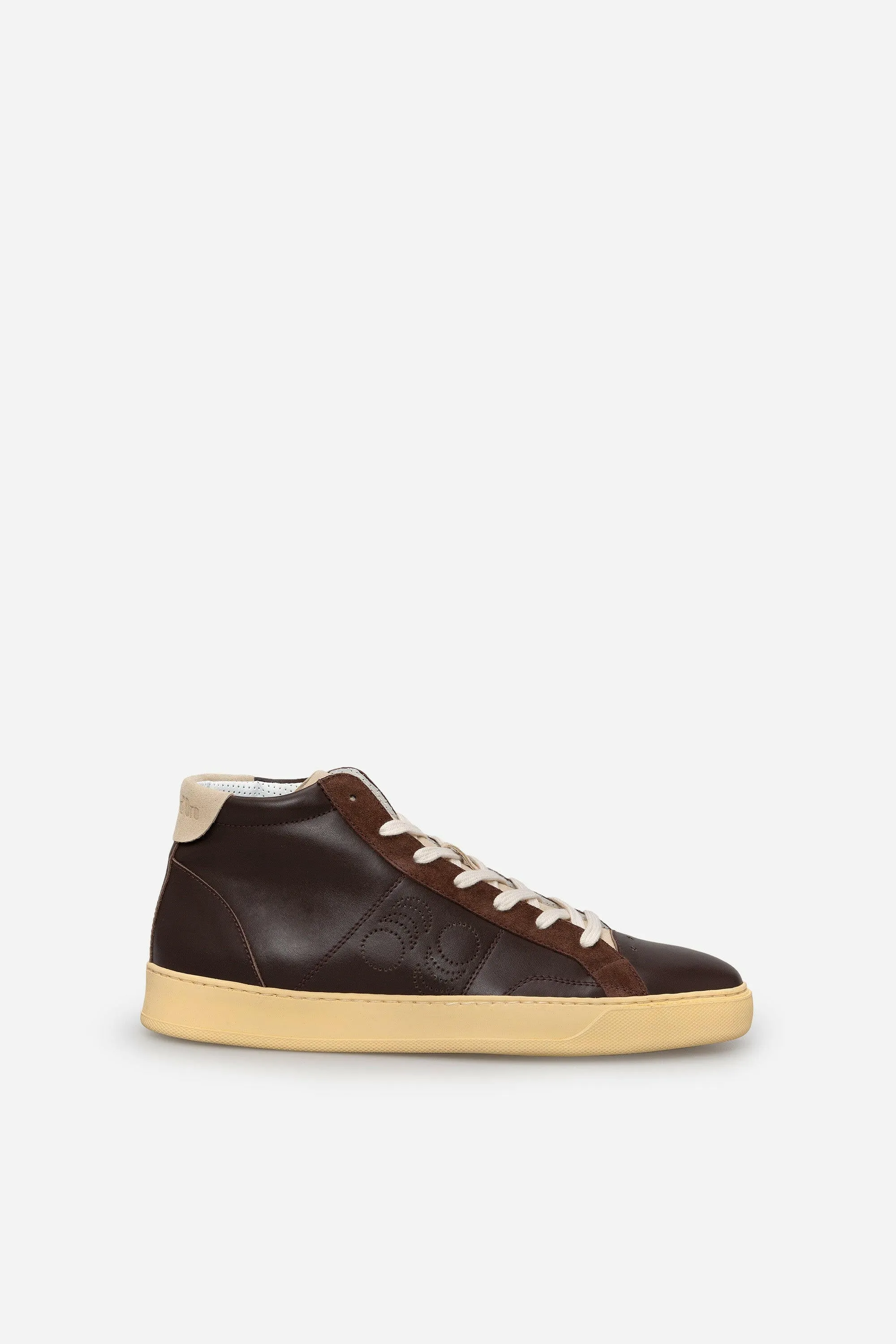 Sneakers uomo Del Bello Mid in pelle marrone