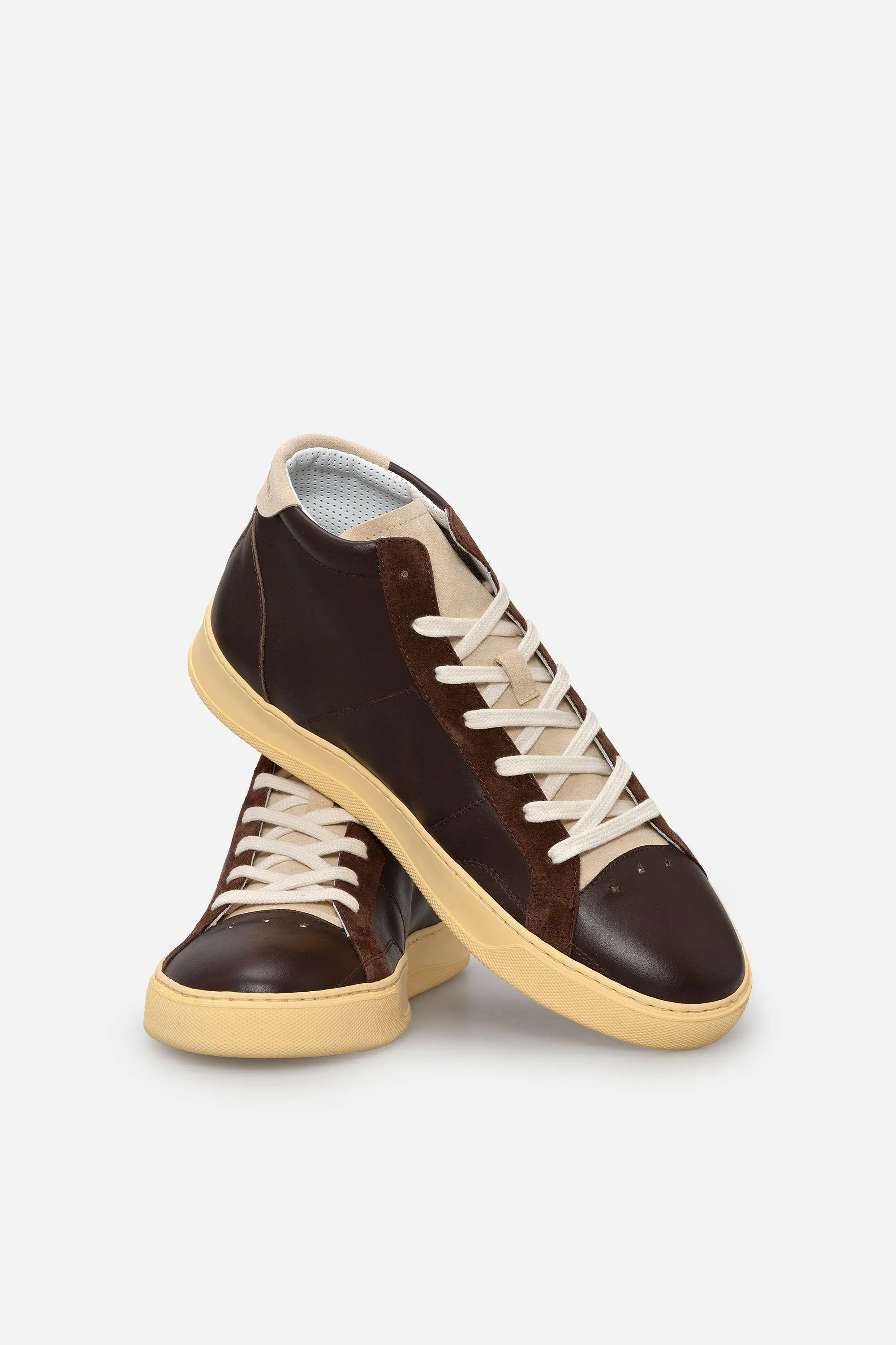 Sneakers uomo Del Bello Mid in pelle marrone