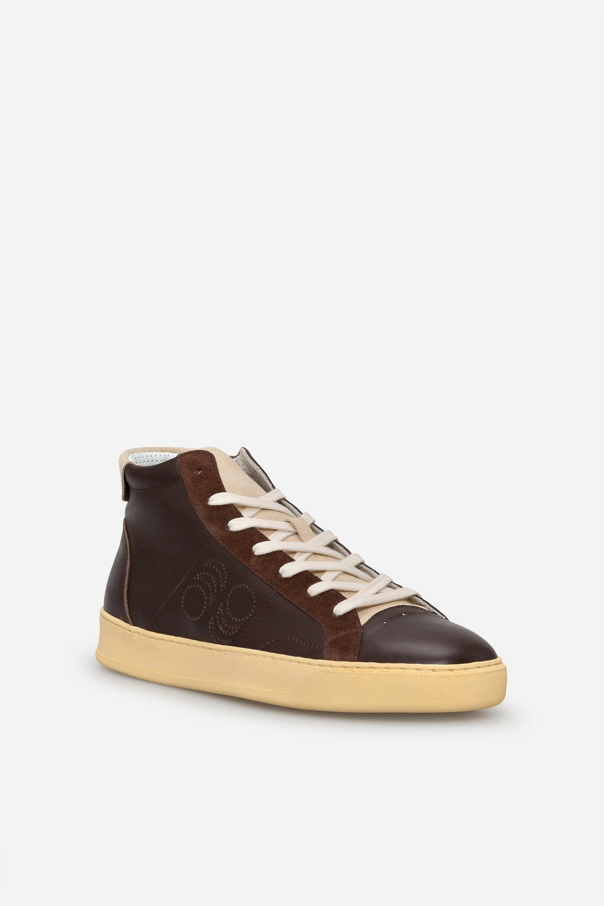 Sneakers uomo Del Bello Mid in pelle marrone