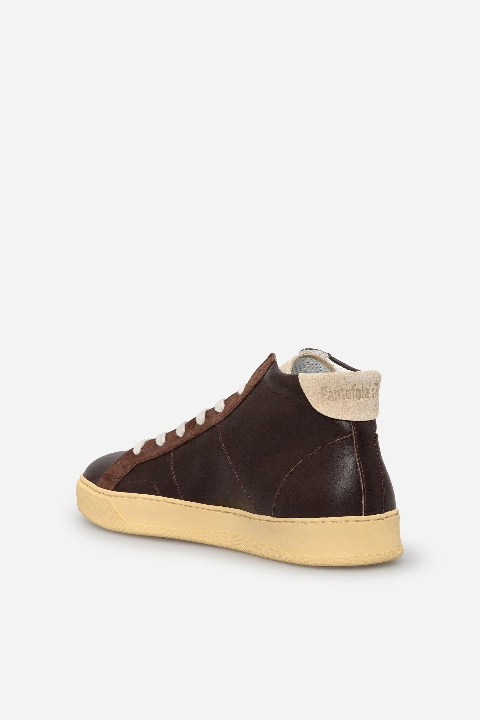 Sneakers uomo Del Bello Mid in pelle marrone